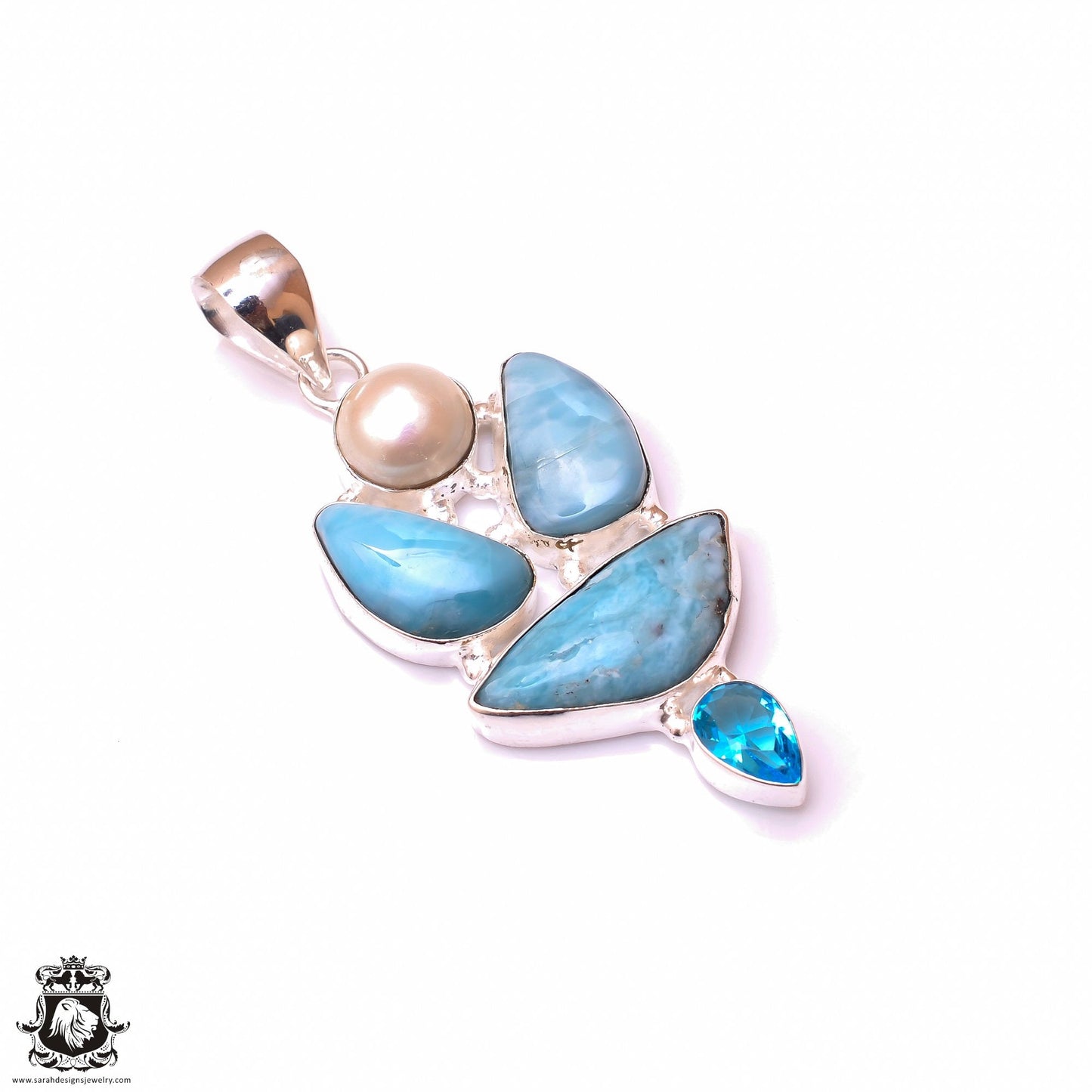 AAA Larimar Pearl Pendant & 3MM Italian Chain P9891