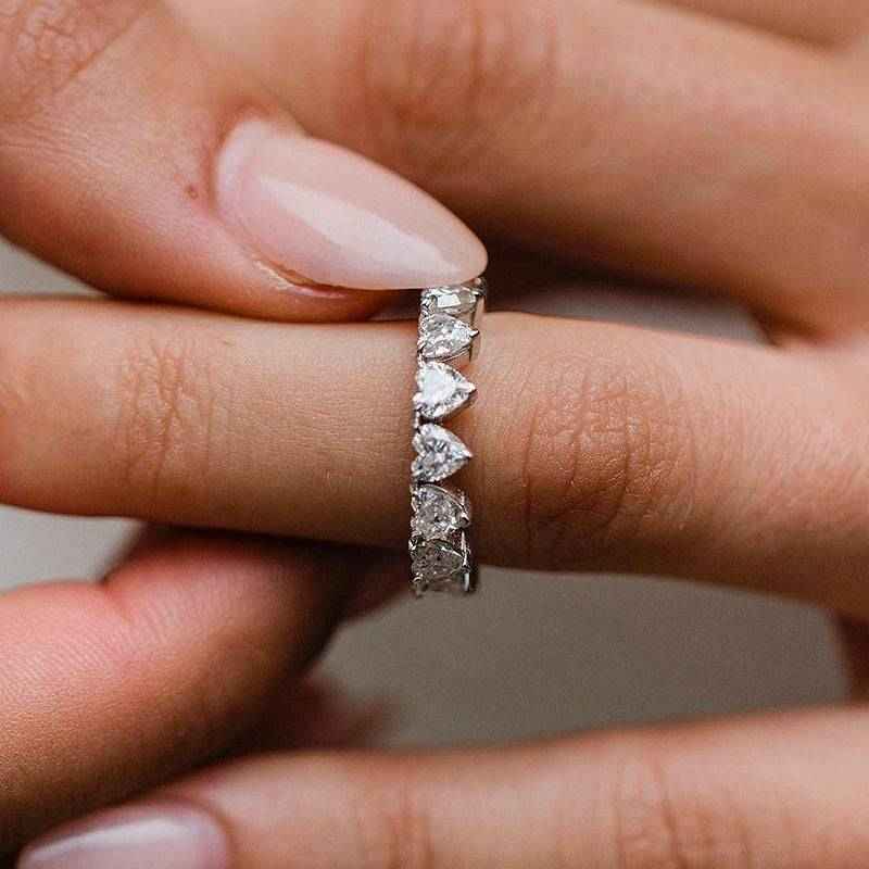 Solarii Heart Cut Wedding Ring In 925 Sterling Silver