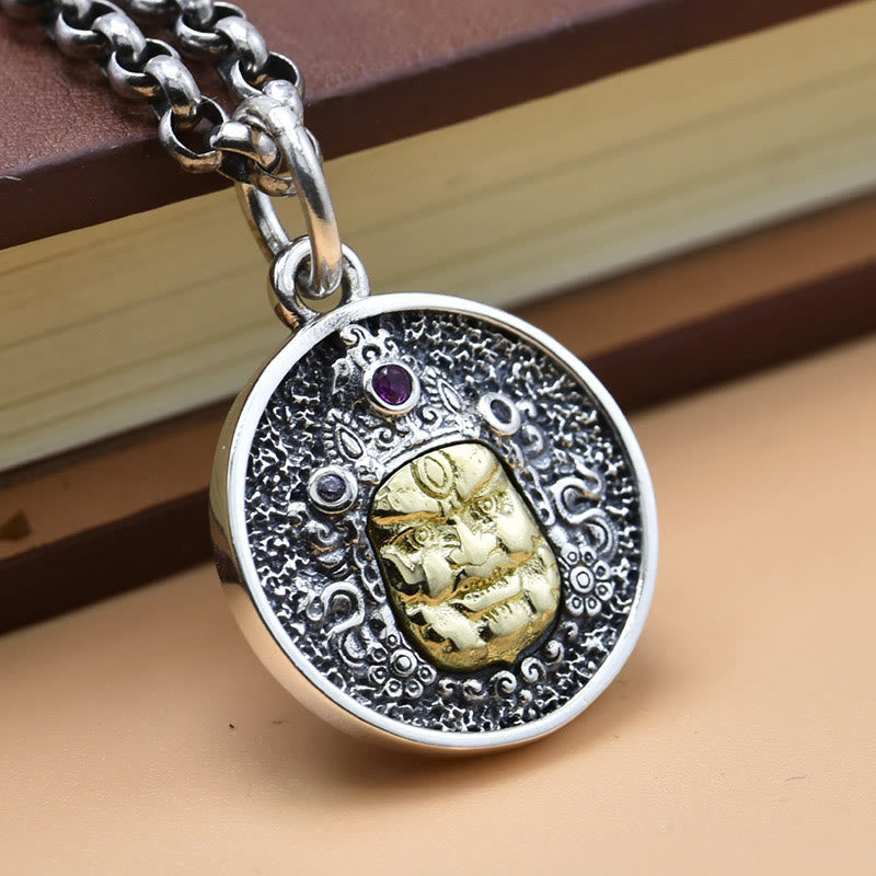 Fortune Jewel 925 Sterling Silver Zakiram Goddess of Wealth Dorje Vajra Spiritual Necklace Pendant