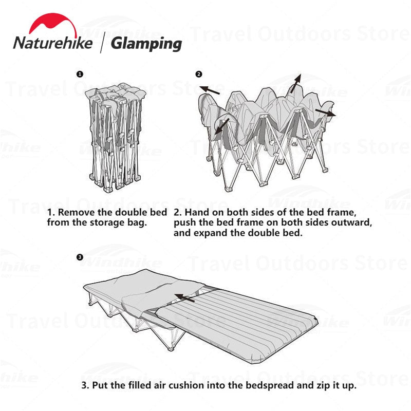 Naturehike Camping Wide Bed Frame Folding For Air Foam Mattress 200kg Max Load Heightened Inflatable Double Queen Size Air Bed Bracket XJC13