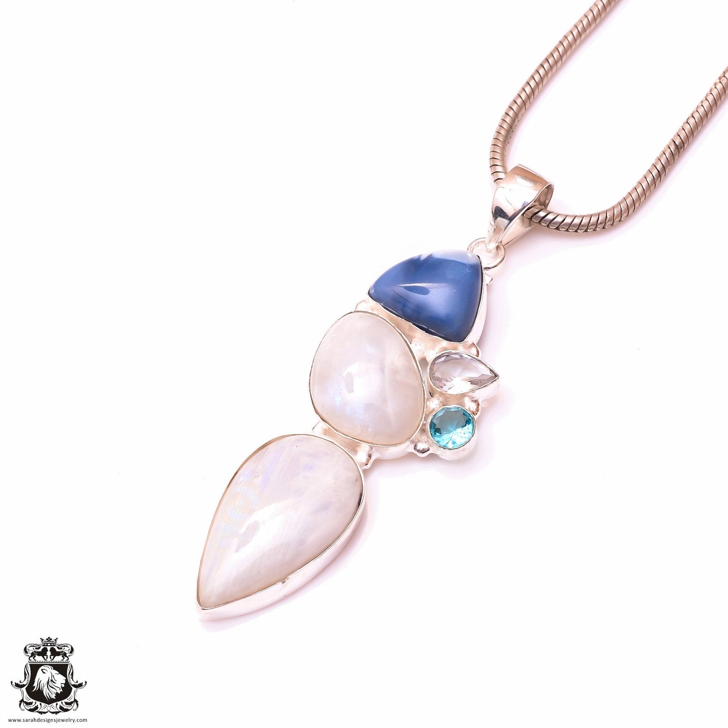 Rainbow Moonstone Owyhee Opal Pendant & 3MM Italian Chain P9997