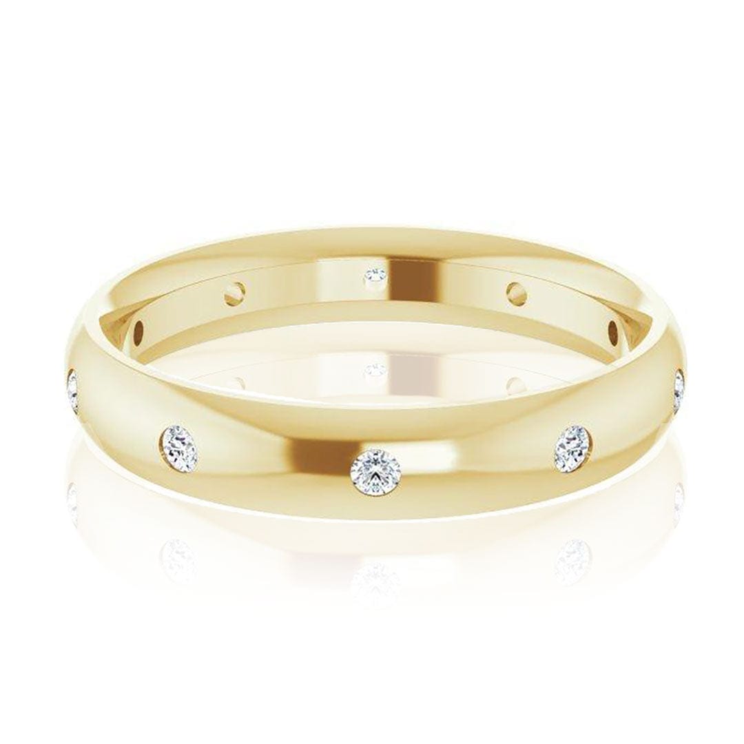 4mm wide Diamond, Moissanite or Sapphire Flush Set Domed Eternity Wedding Band