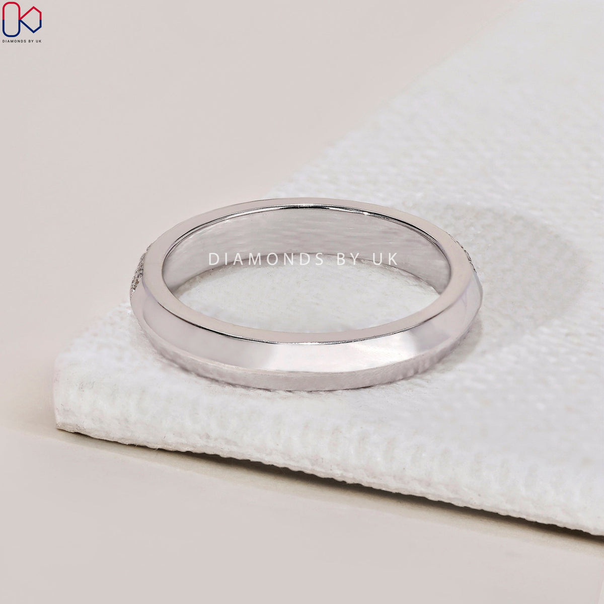Knife Edge Wedding Band – Half Eternity