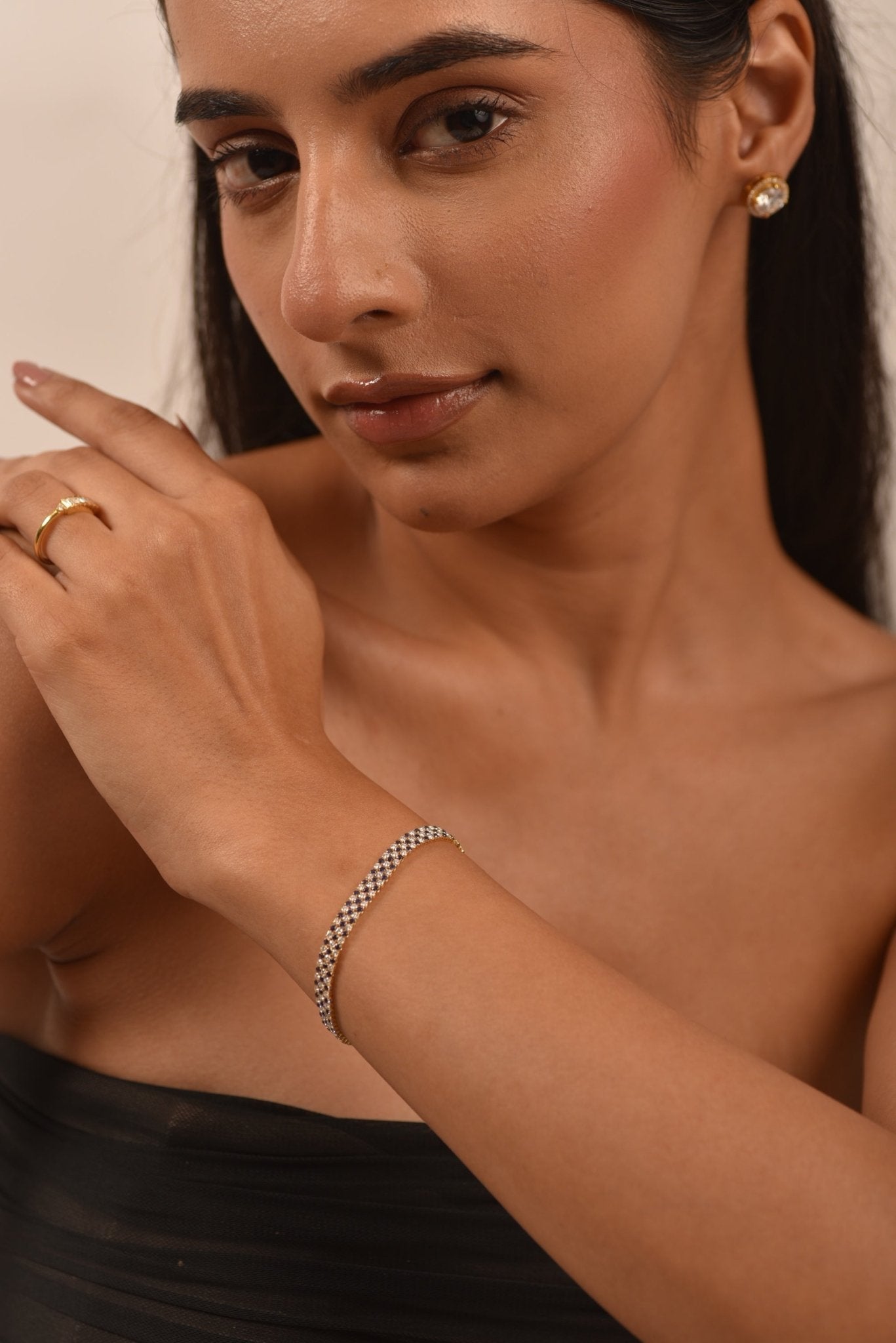 5 Carat Natural Blue Sapphire & Diamond Alternate Three Row Tennis Bracelet