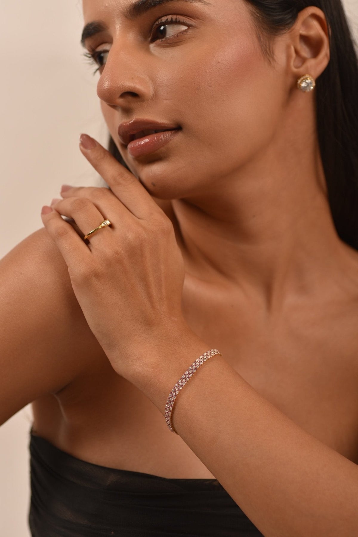 5 Carat Natural Pink Sapphire & Lab Grown Diamond Three Row Alternate Tennis Bracelet