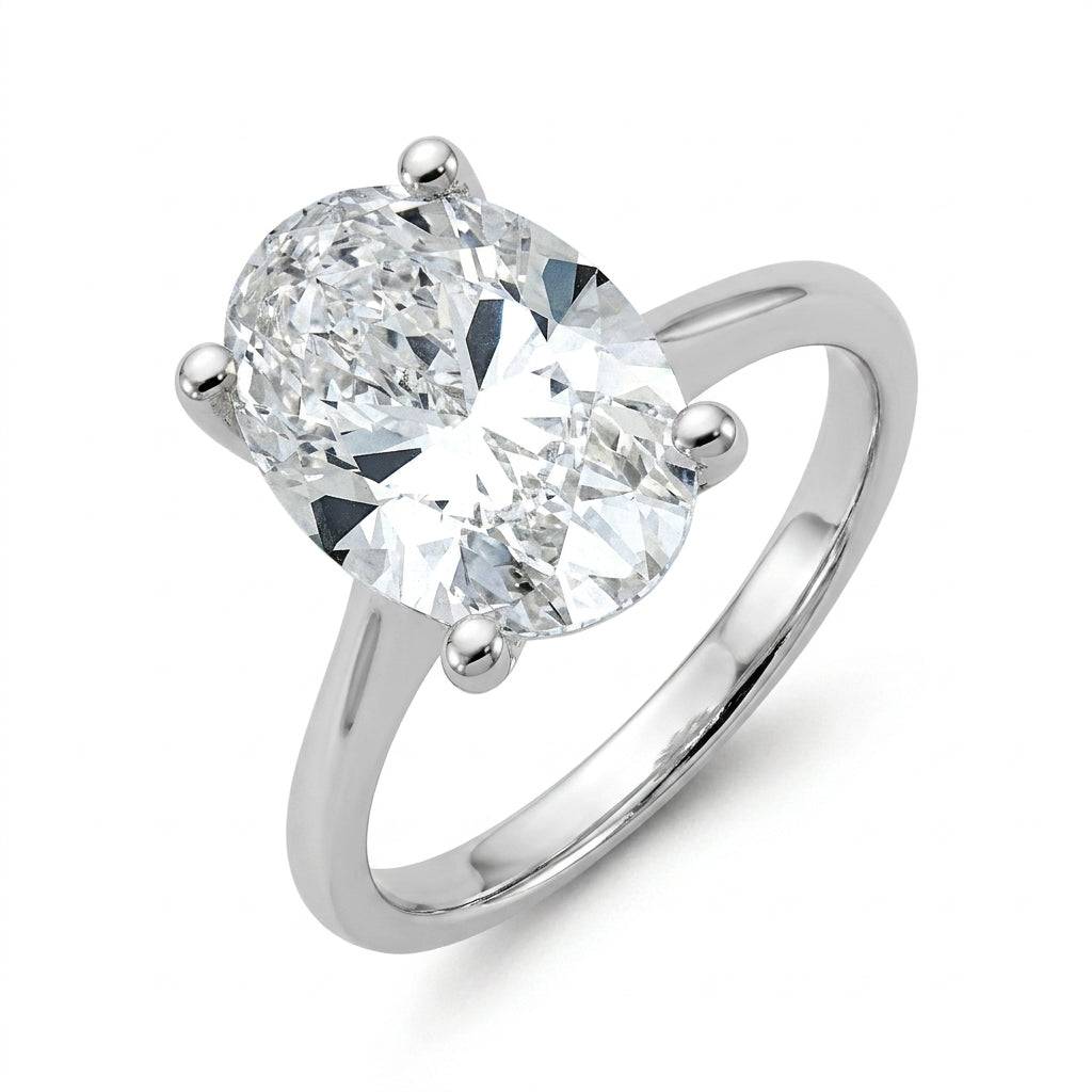 5 Carat Oval Lab Grown Diamond Engagement Ring | 14K White Gold