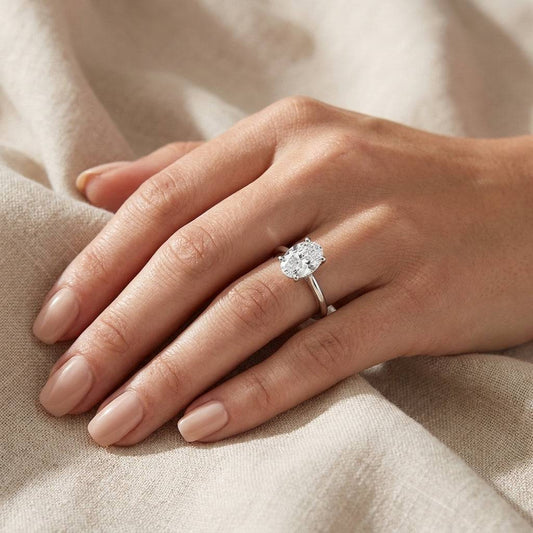 5 Carat Oval Lab Grown Diamond Engagement Ring | 14K White Gold