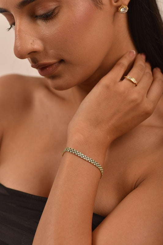 5 Carat Three Row Natural Emerald & Lab Grown Diamond Alternate Tennis Bracelet