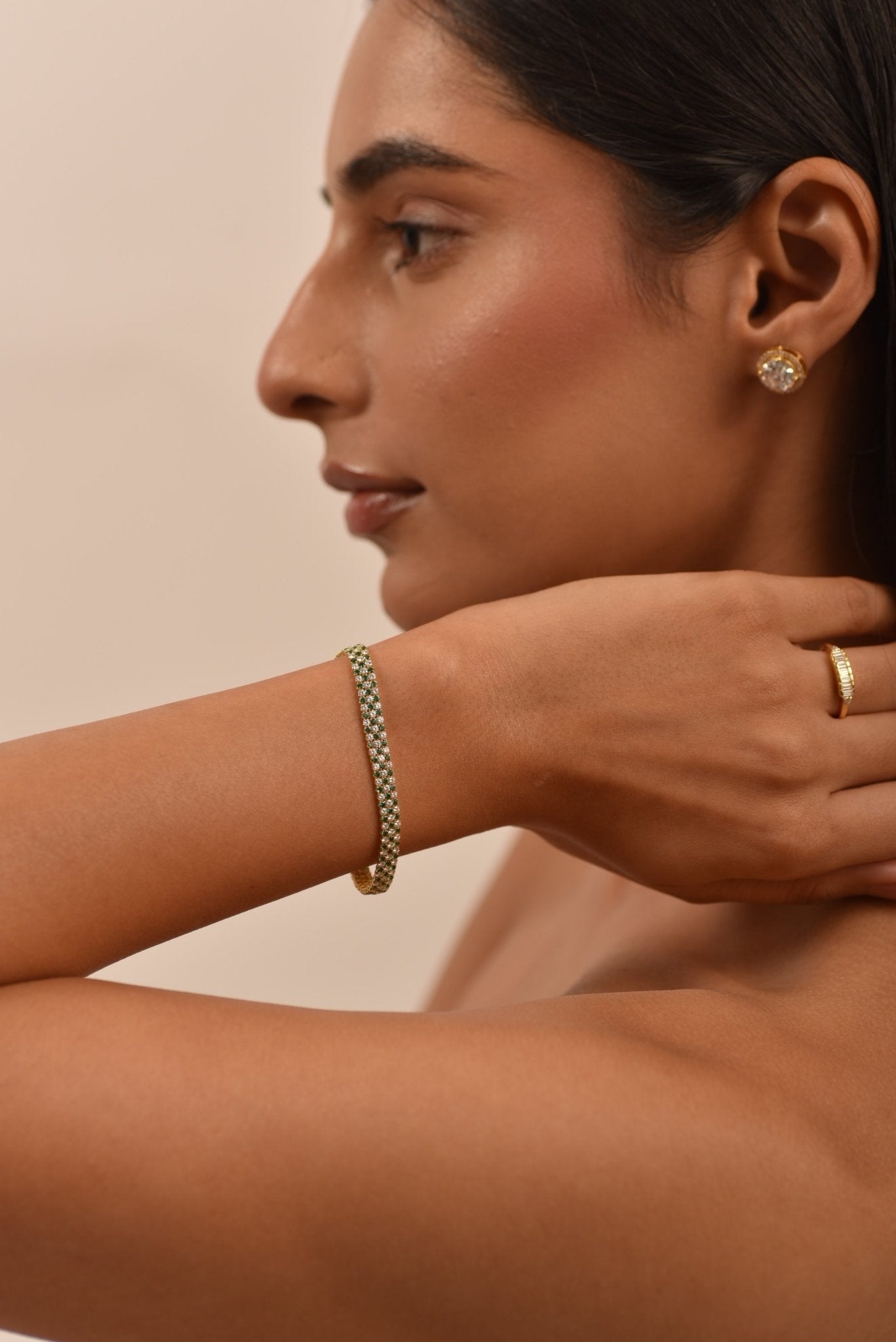 5 Carat Three Row Natural Emerald & Lab Grown Diamond Alternate Tennis Bracelet