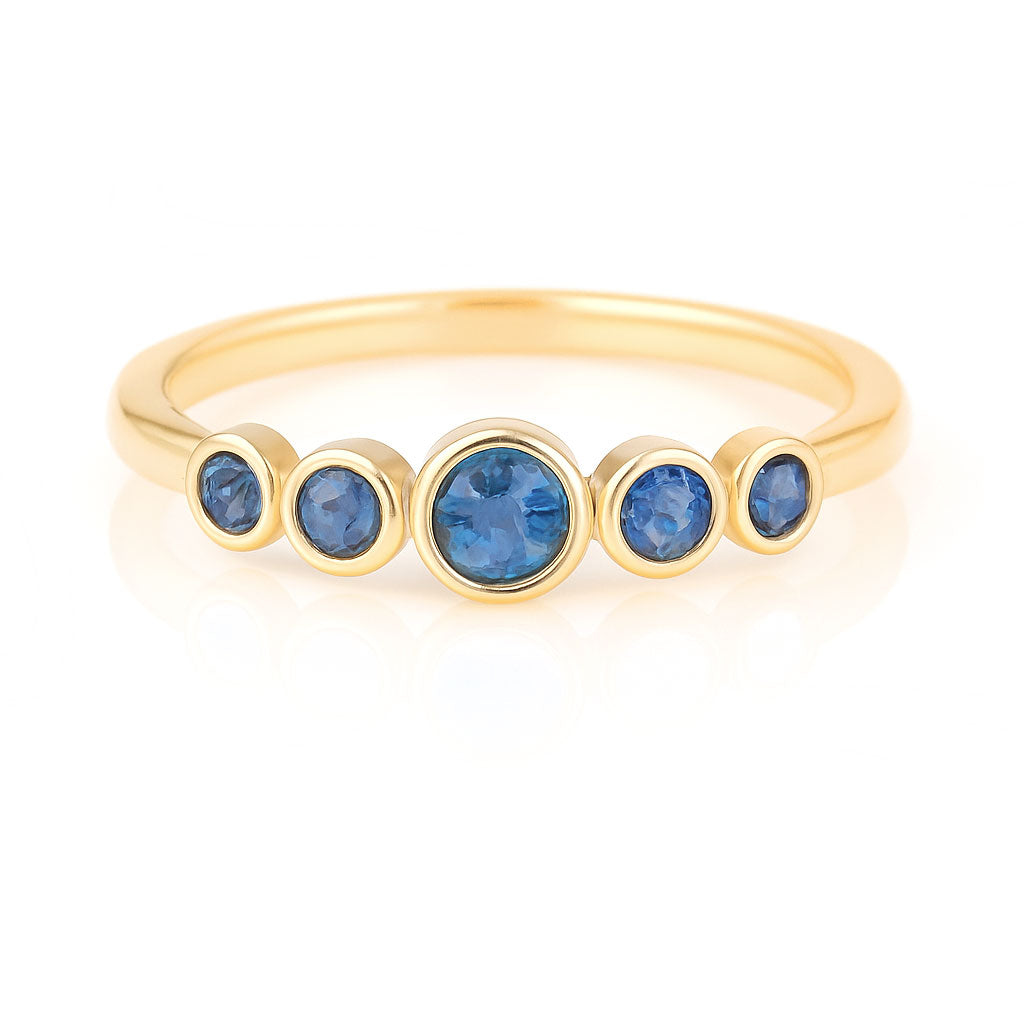 Fiona Band - Graduated Blue or White Sapphire Five Bezel Stacking Anniversary Ring
