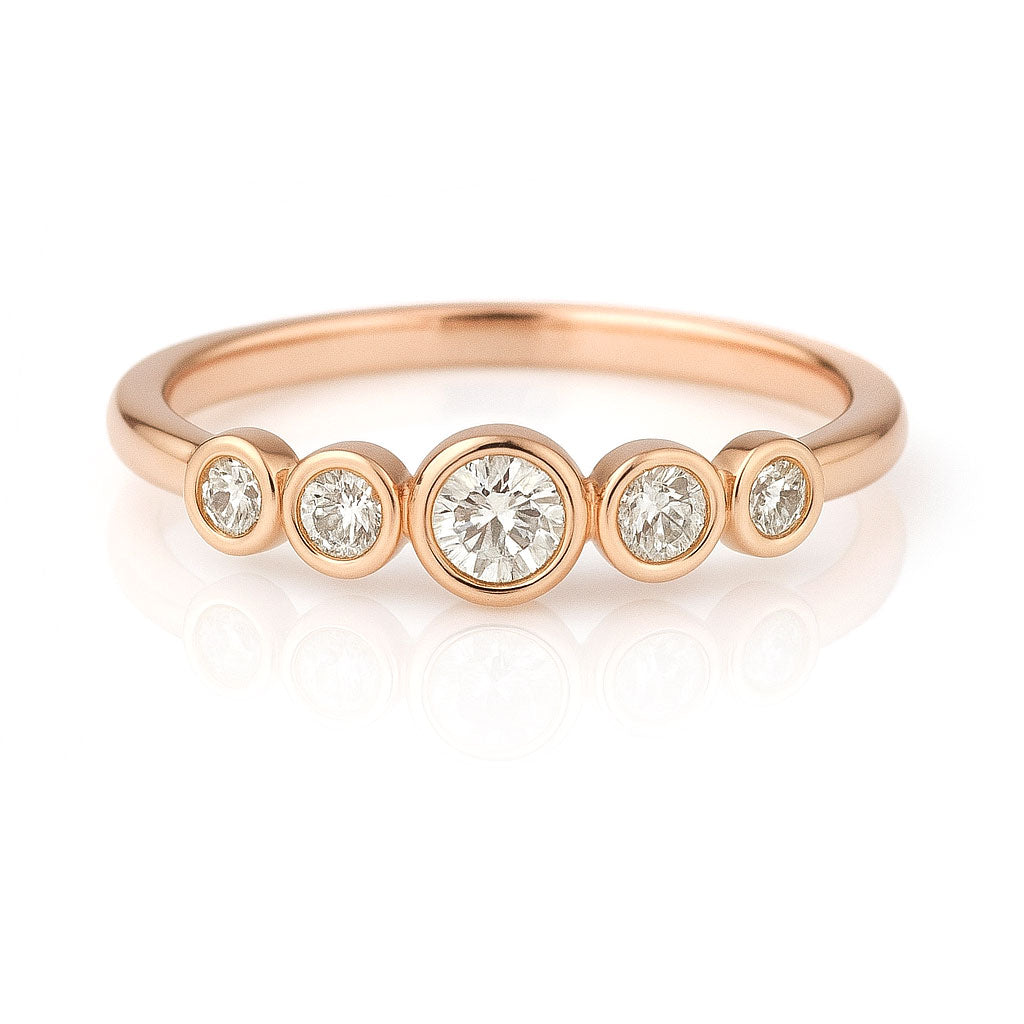 Fiona Band - Graduated Blue or White Sapphire Five Bezel Stacking Anniversary Ring