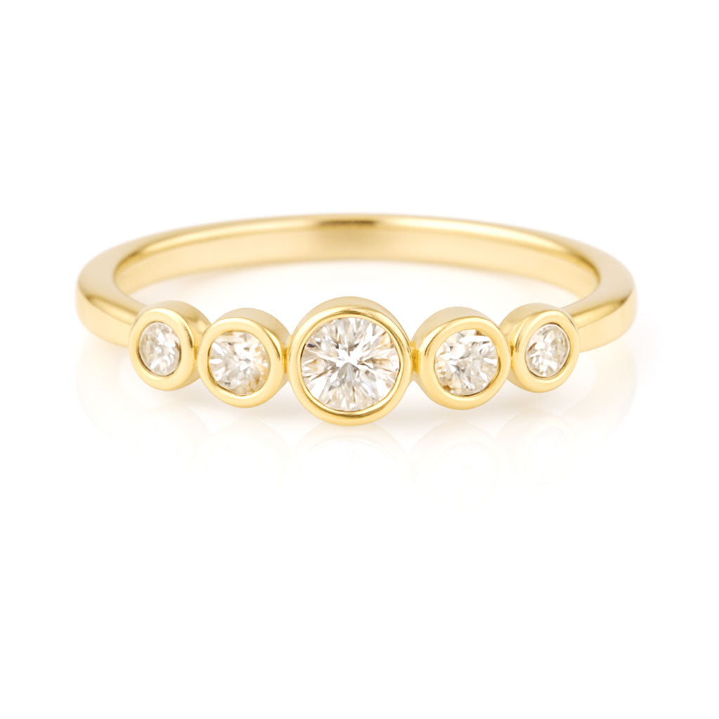 Fiona Band - Graduated Blue or White Sapphire Five Bezel Stacking Anniversary Ring