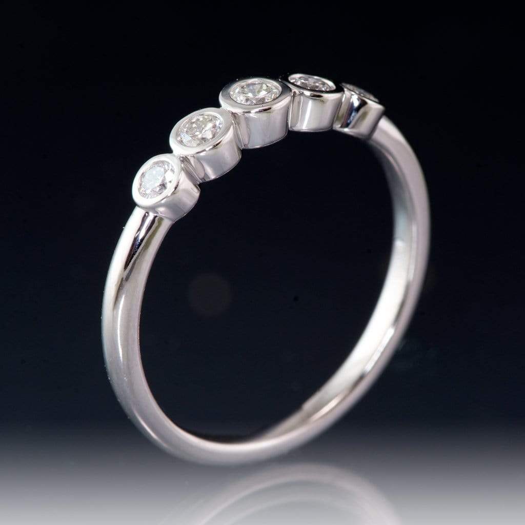 Fiona Band - Graduated Blue or White Sapphire Five Bezel Stacking Anniversary Ring