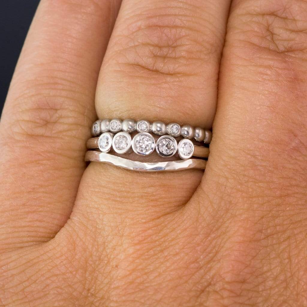 Fiona Band - Graduated Blue or White Sapphire Five Bezel Stacking Anniversary Ring