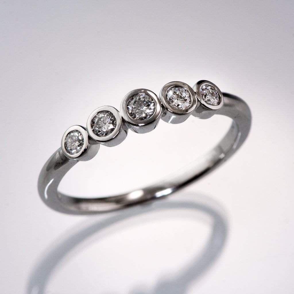 Fiona Band - Graduated Blue or White Sapphire Five Bezel Stacking Anniversary Ring