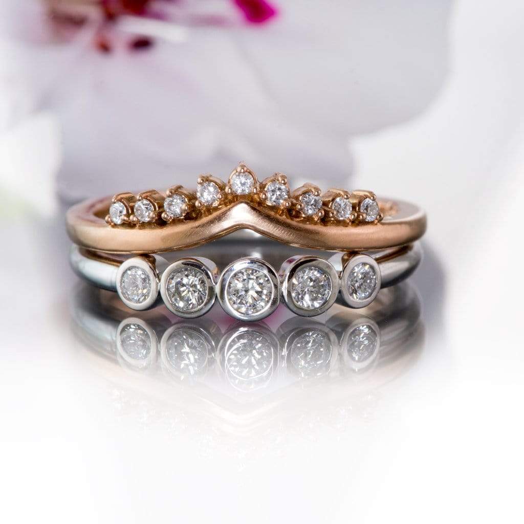 Fiona Band - Graduated Blue or White Sapphire Five Bezel Stacking Anniversary Ring