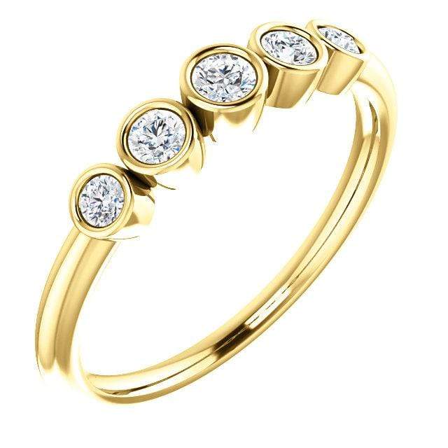 Fiona Band - Graduated Blue or White Sapphire Five Bezel Stacking Anniversary Ring