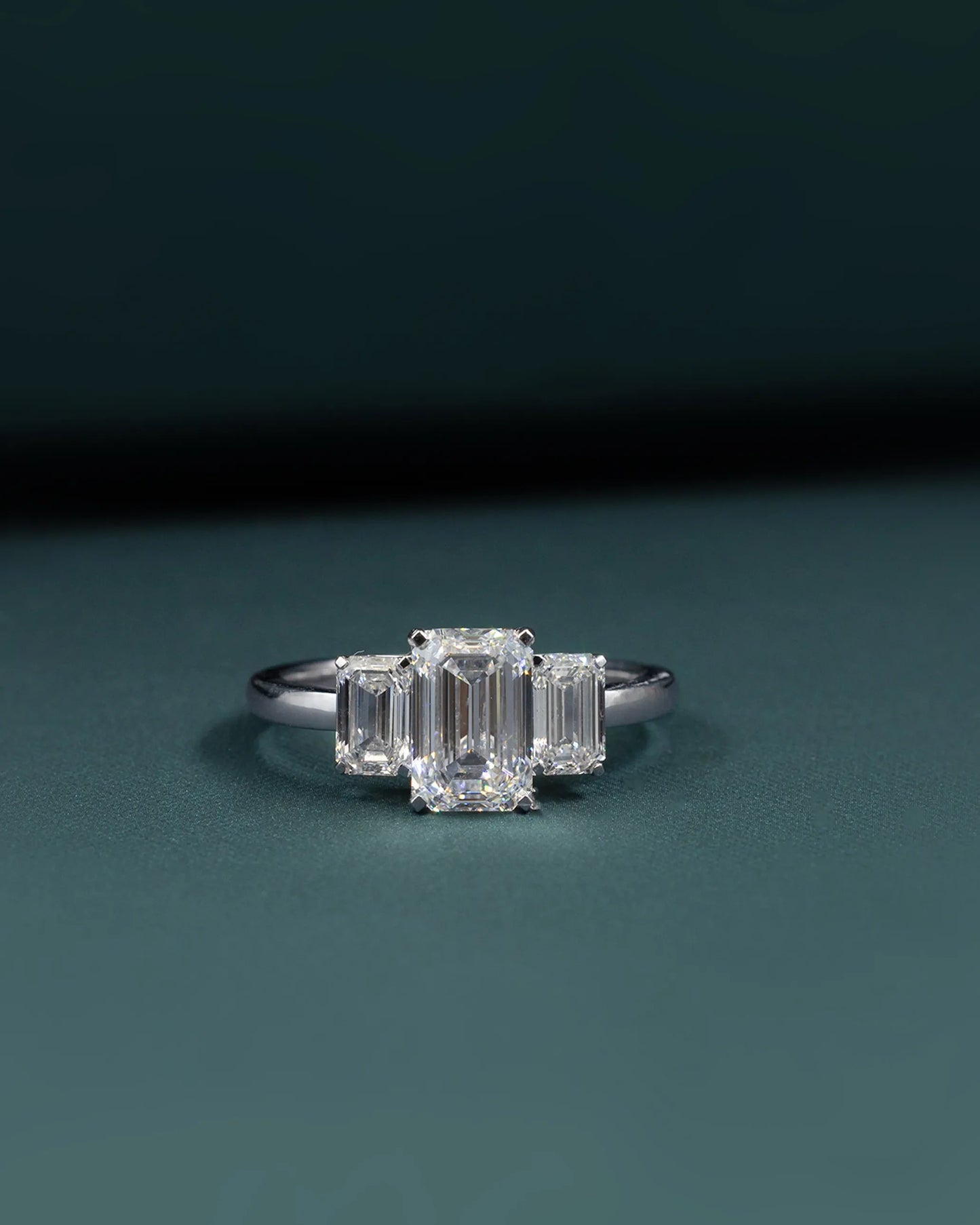 2.90 CTW Emerald Cut Three-Stone CVD Lab-Grown Diamond Engagement Ring