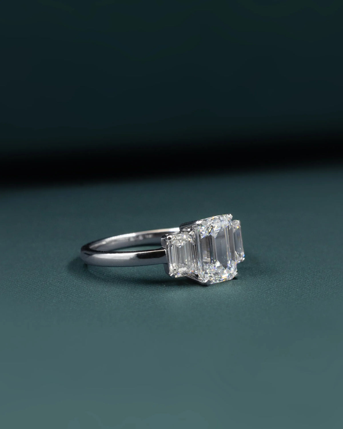 2.90 CTW Emerald Cut Three-Stone CVD Lab-Grown Diamond Engagement Ring