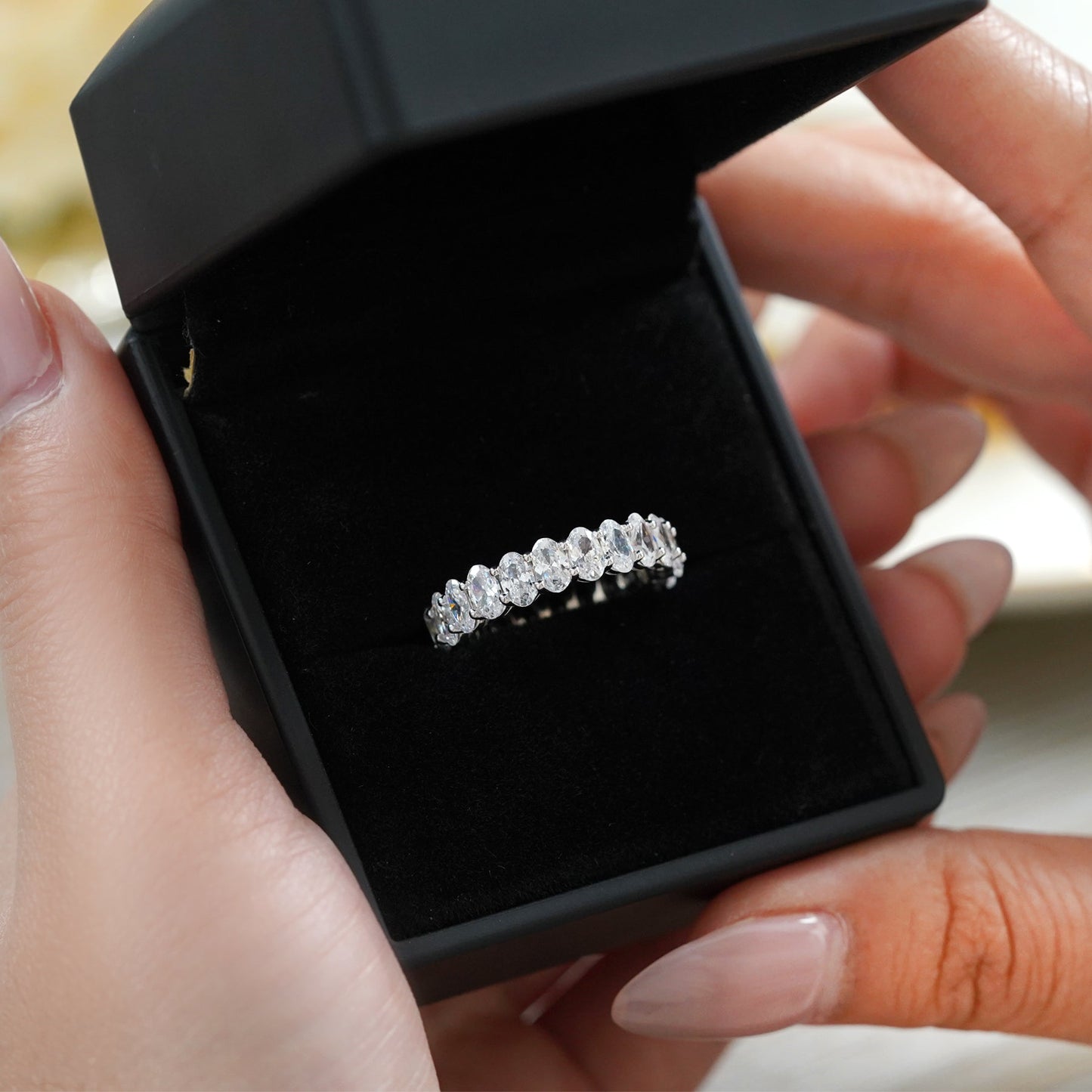 Moissanite Eternity Classic Prong Style Wedding Ring