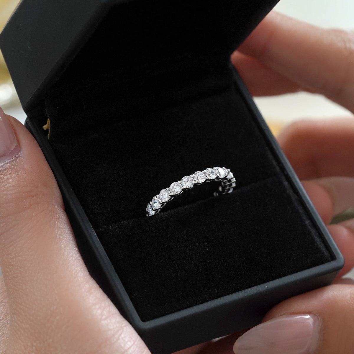 Moissanite Eternity Classic Prong Style Wedding Ring