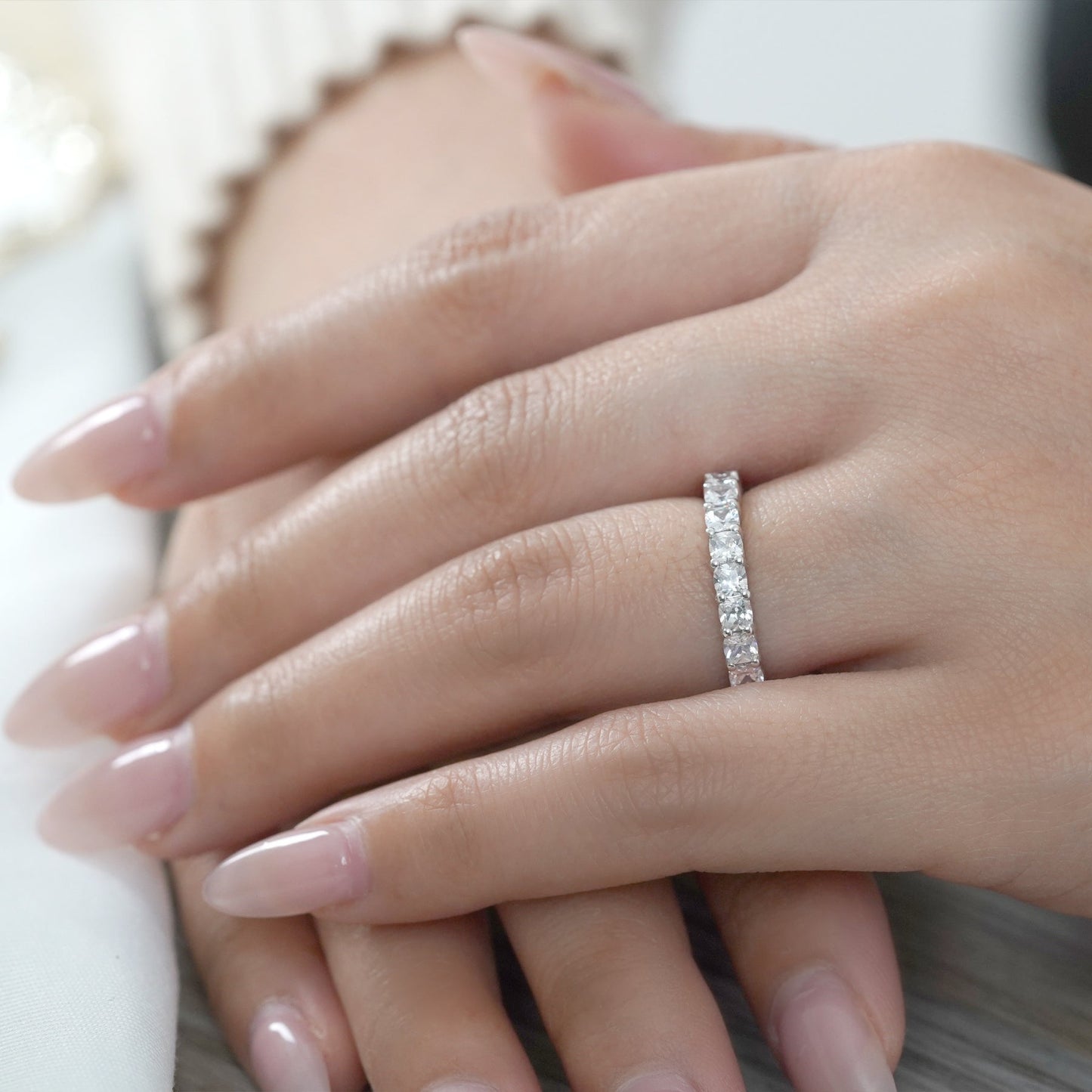 Moissanite Eternity Classic Prong Style Wedding Ring