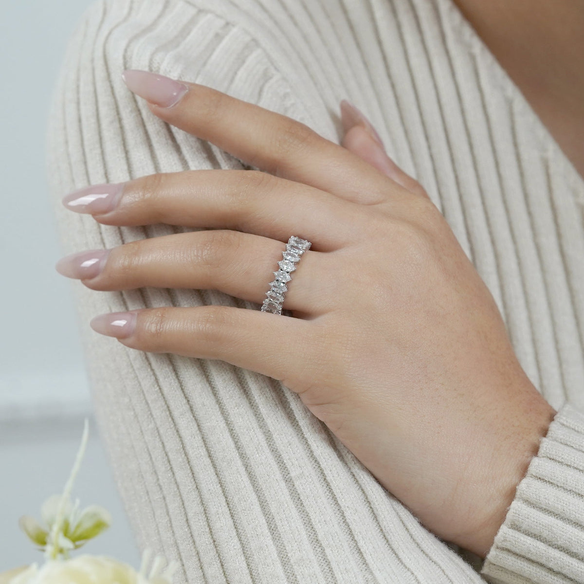 Moissanite Eternity Classic Prong Style Wedding Ring