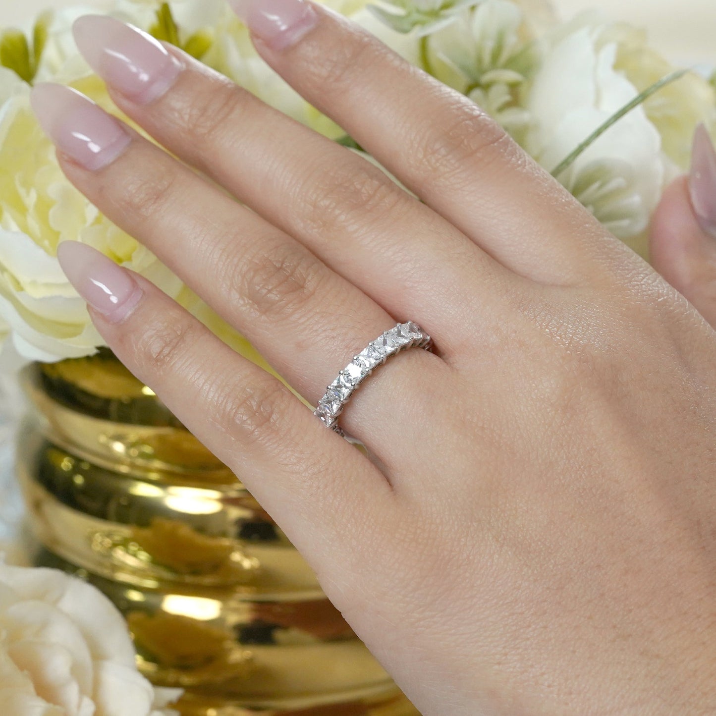 Moissanite Eternity Classic Prong Style Wedding Ring