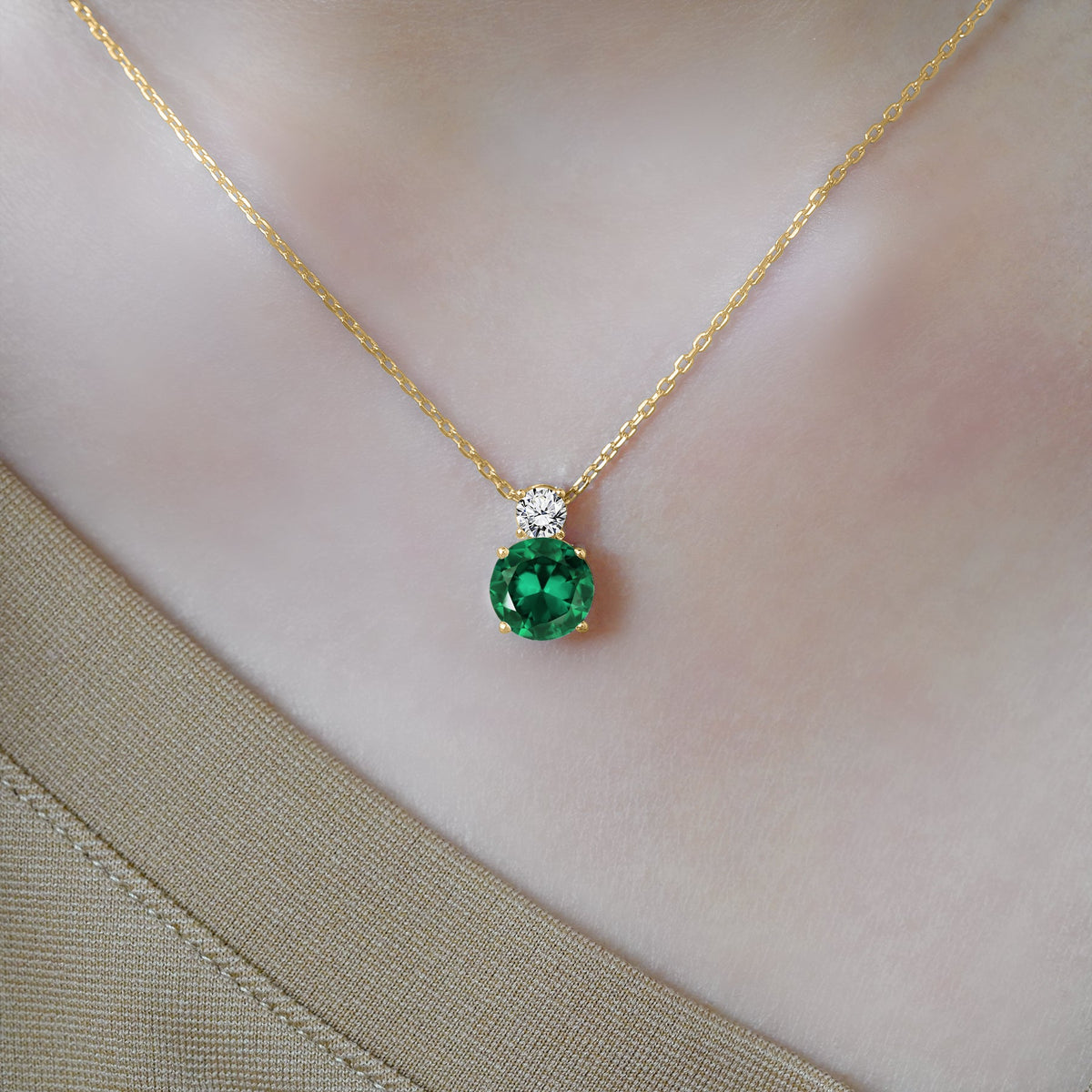 3.75 Carat Birthstone Dangling Round Cut Necklace
