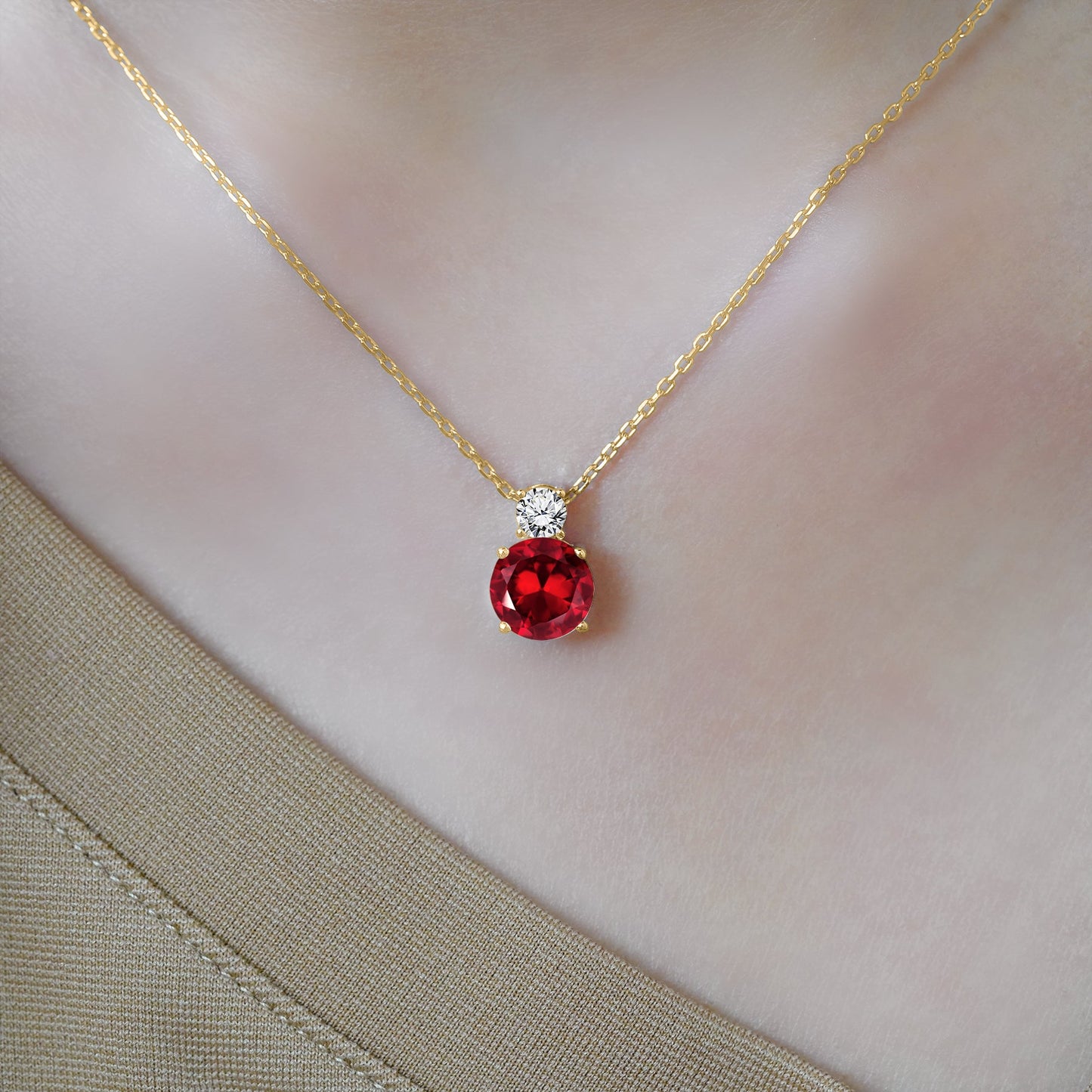 3.75 Carat Birthstone Dangling Round Cut Necklace