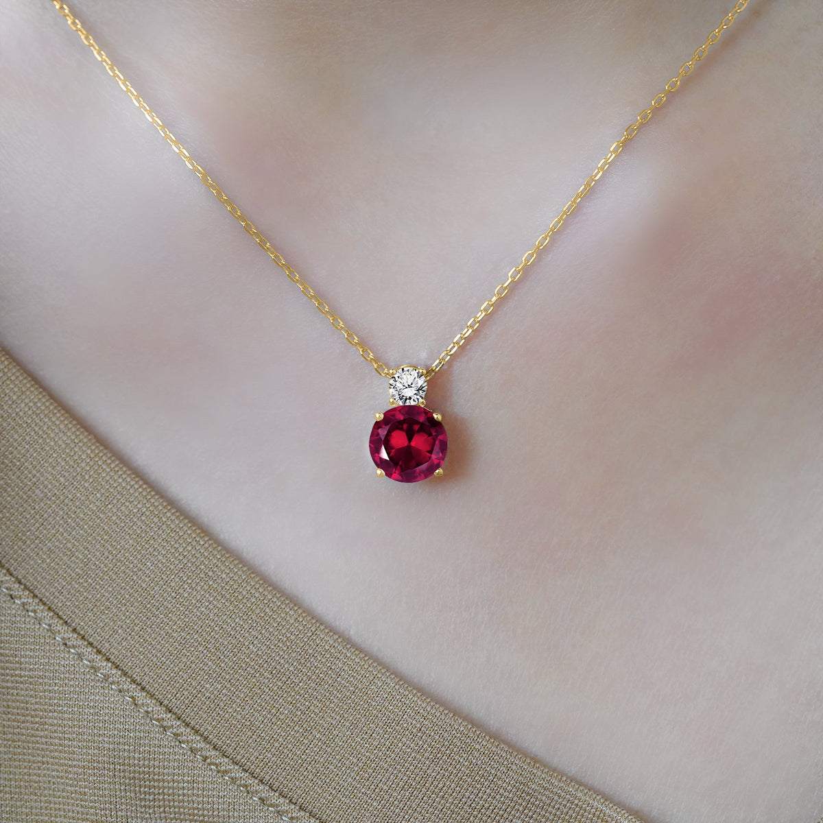 3.75 Carat Birthstone Dangling Round Cut Necklace