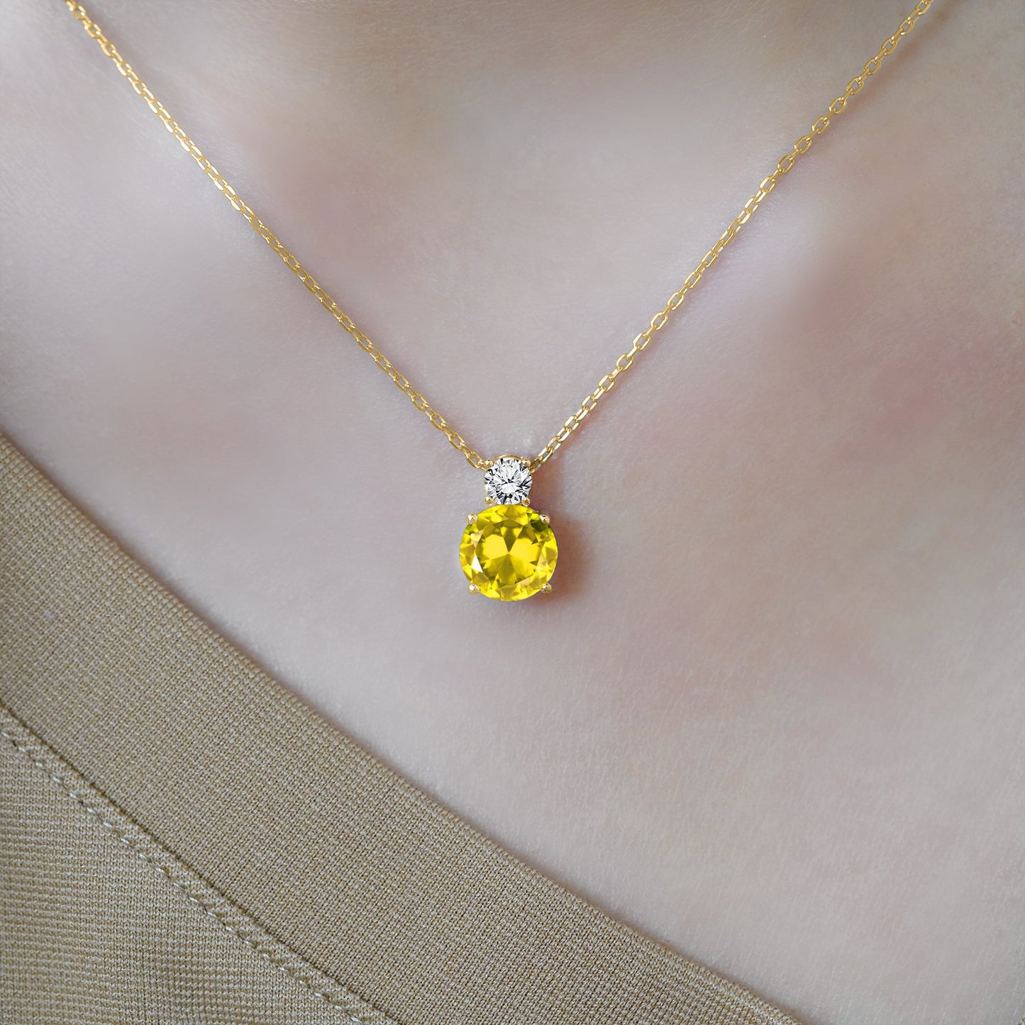 3.75 Carat Birthstone Dangling Round Cut Necklace