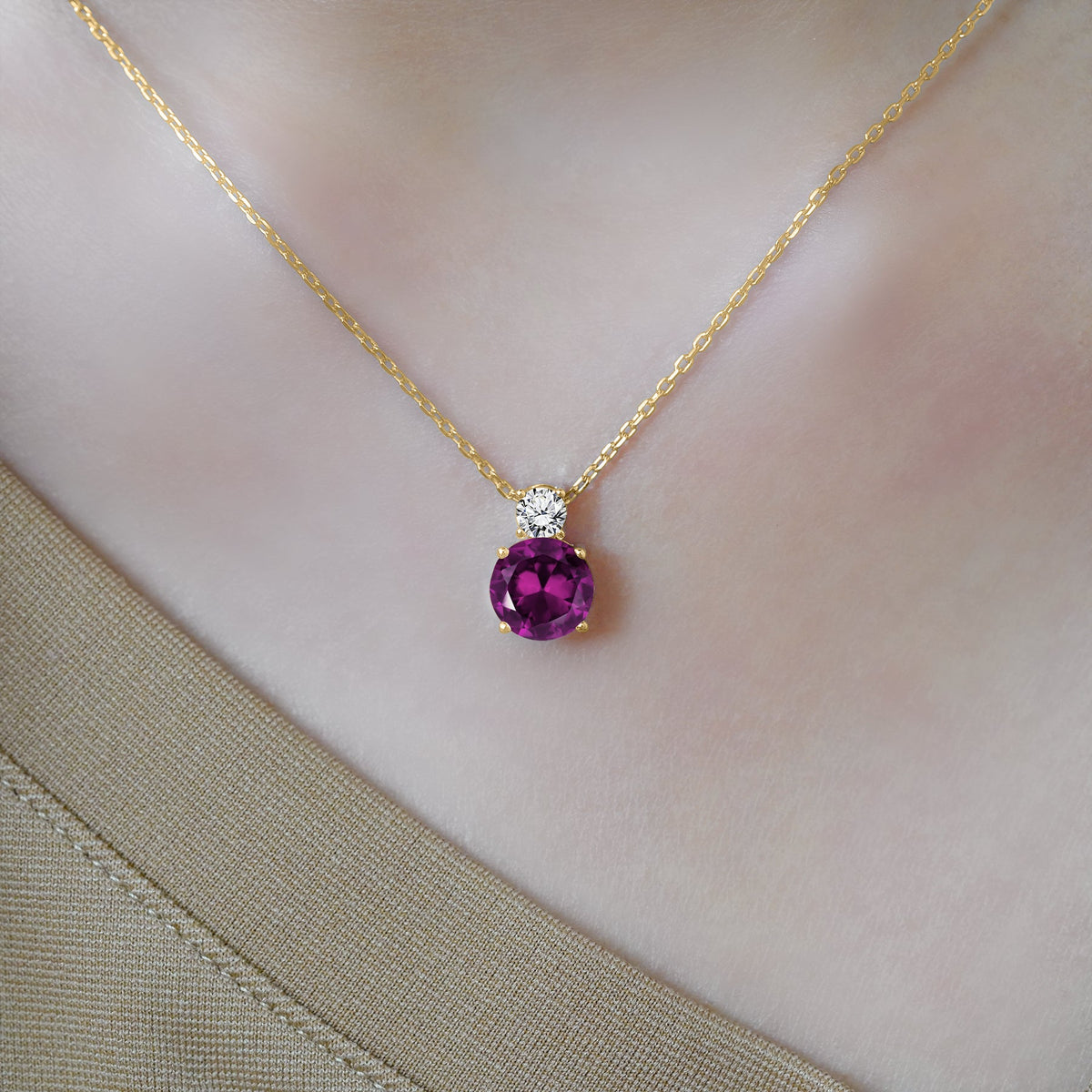 3.75 Carat Birthstone Dangling Round Cut Necklace
