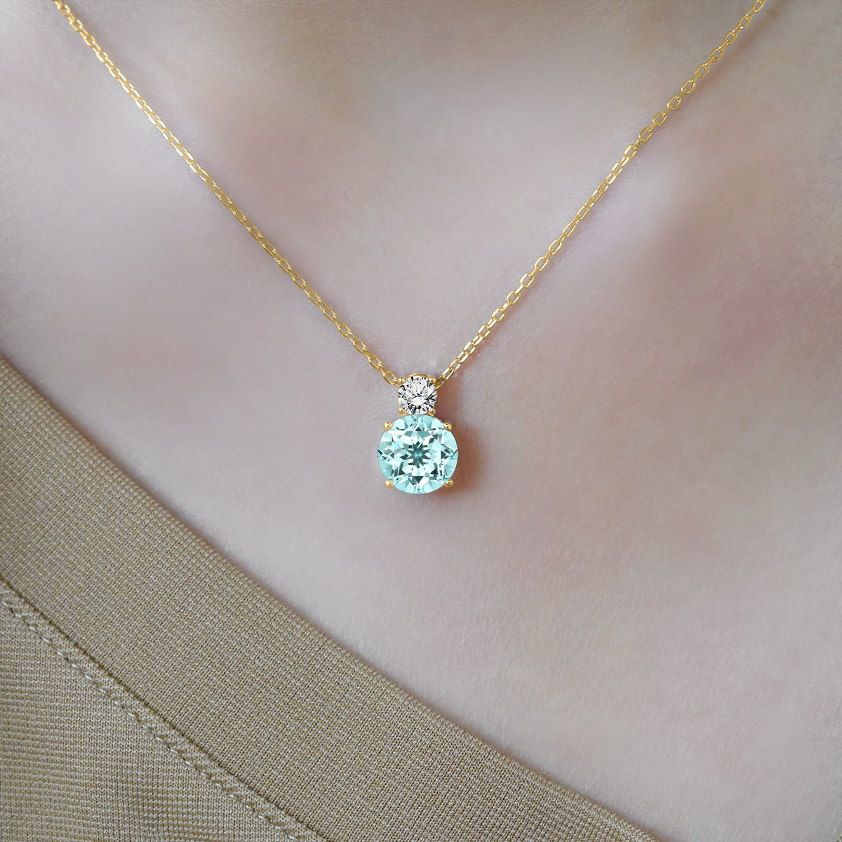 3.75 Carat Birthstone Dangling Round Cut Necklace