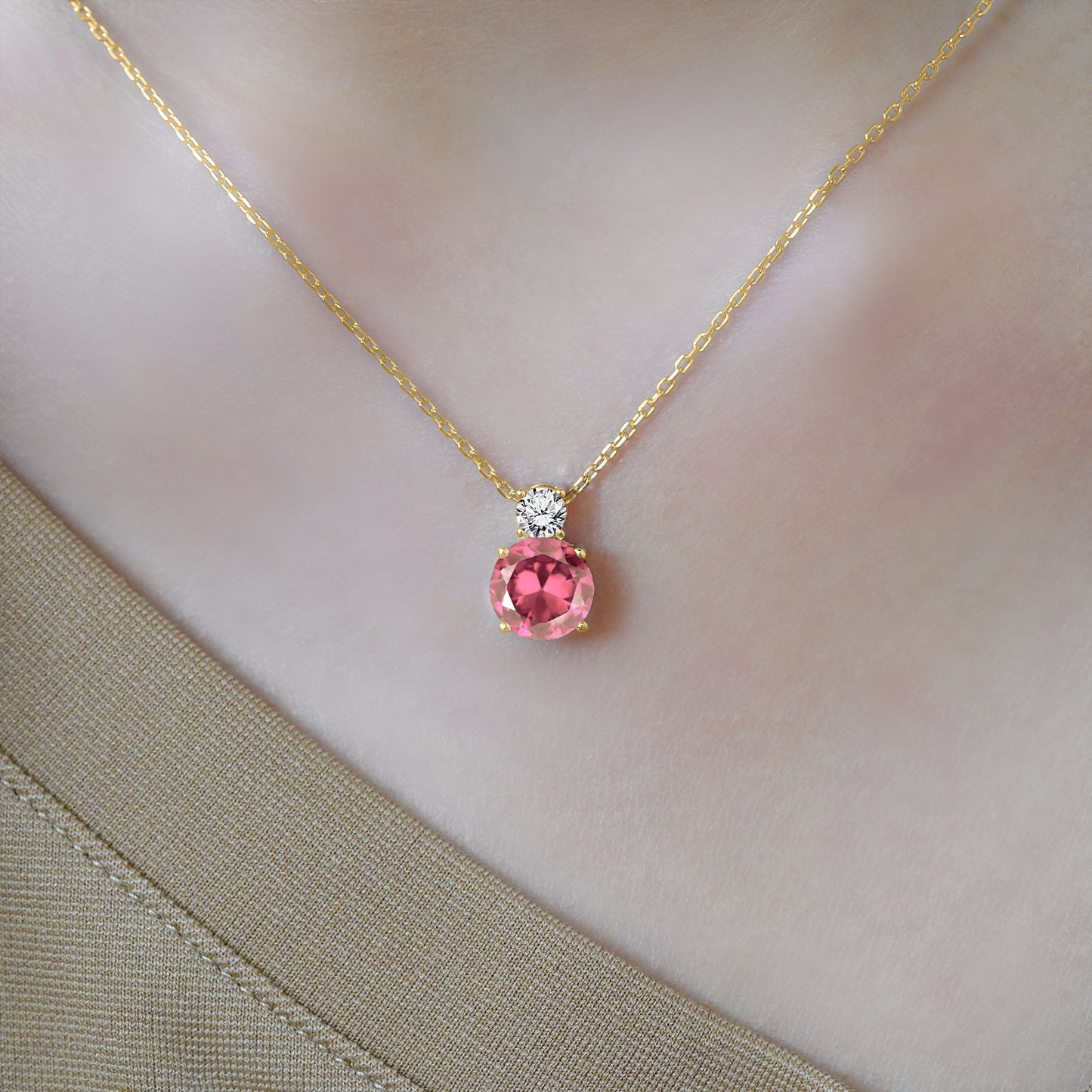 3.75 Carat Birthstone Dangling Round Cut Necklace