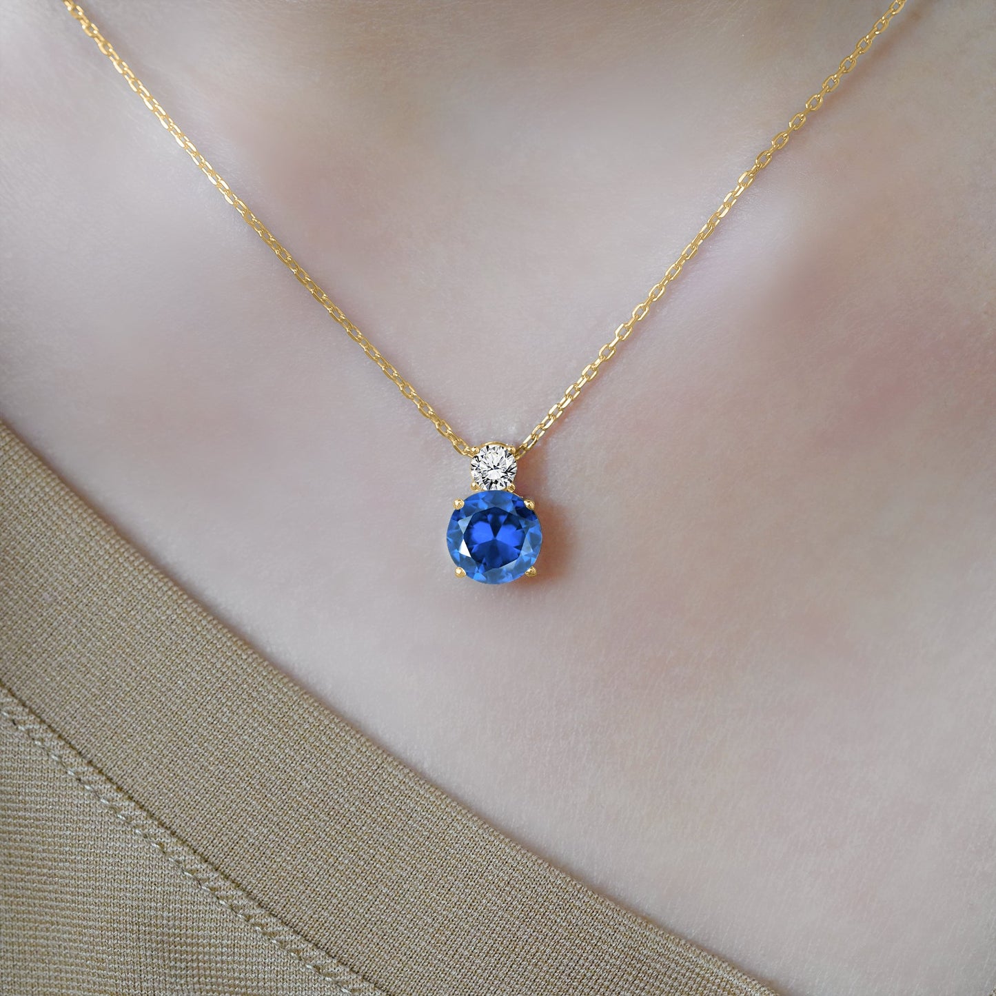 3.75 Carat Birthstone Dangling Round Cut Necklace