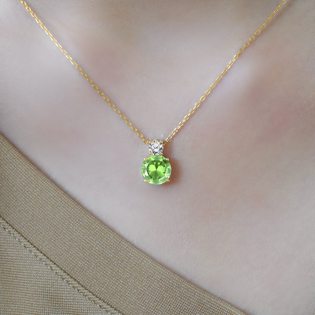 3.75 Carat Birthstone Dangling Round Cut Necklace
