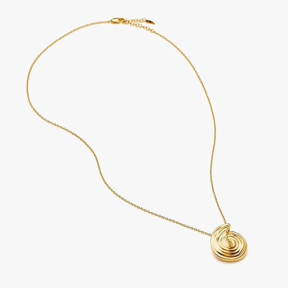 18K Gold Vermeil Spiral Large Pendant Necklace