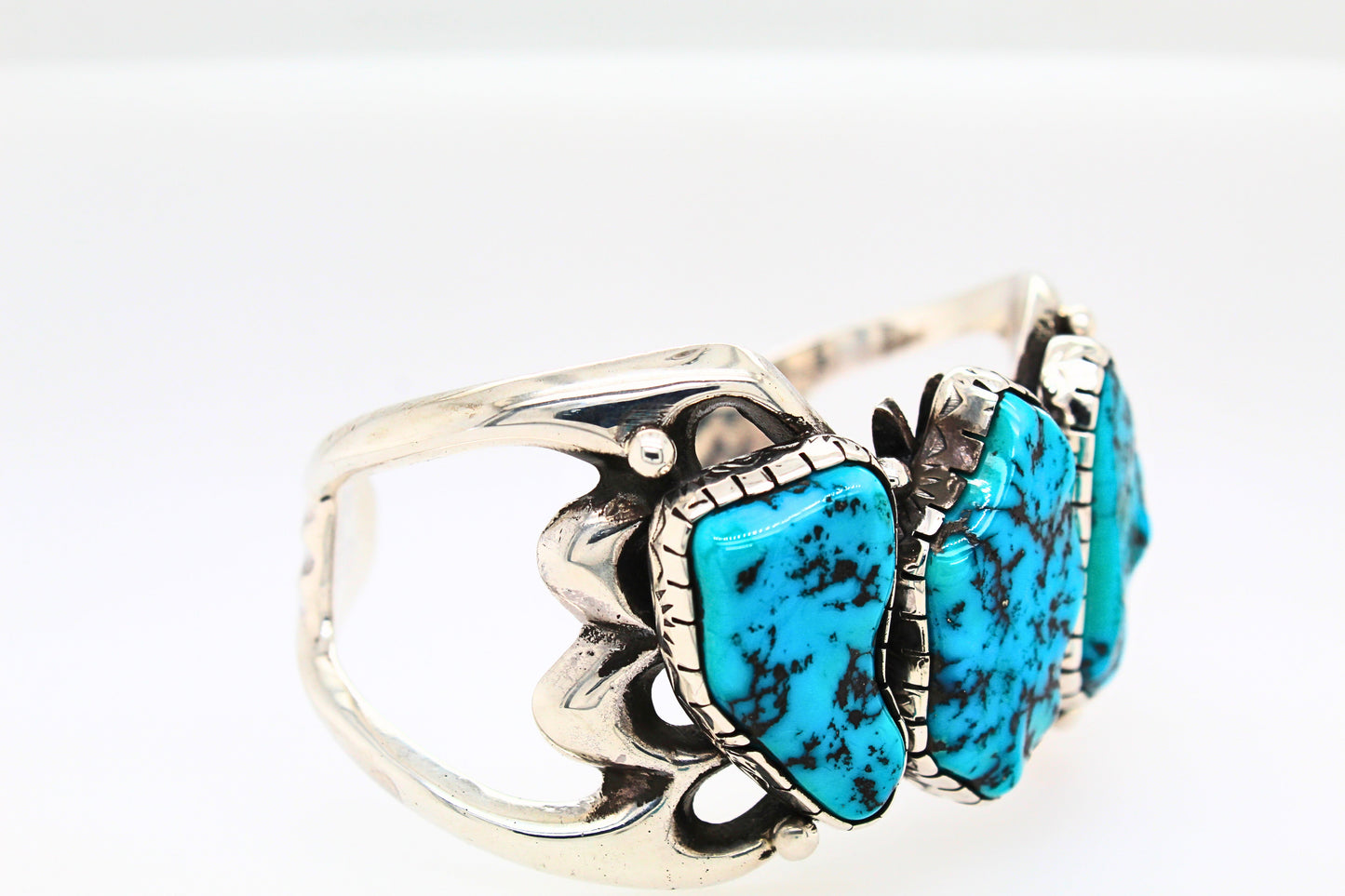 Incredible Sterling Silver & Turquoise Cuff Bracelet 65.9 grams