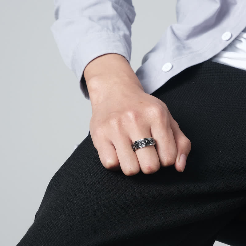 Fortune Jewel  Triangle Knot Triquetra Titanium Steel Calm Rotatable Ring