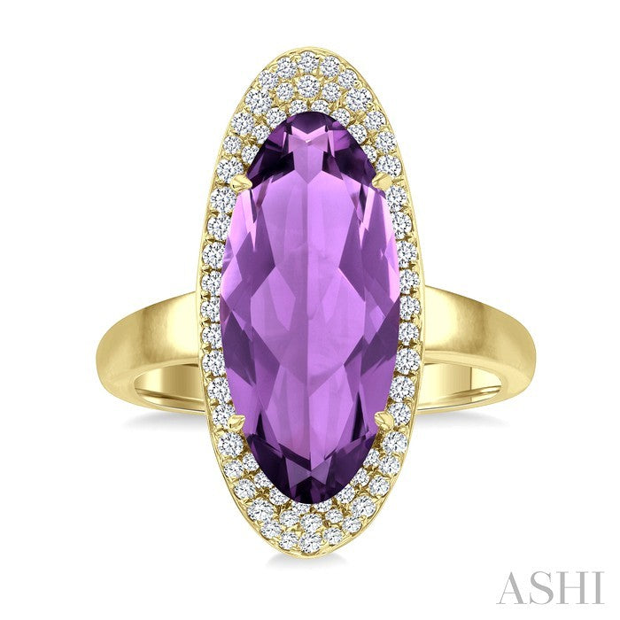 Evoque Gemstone Oval Shape & Halo Diamond Ring