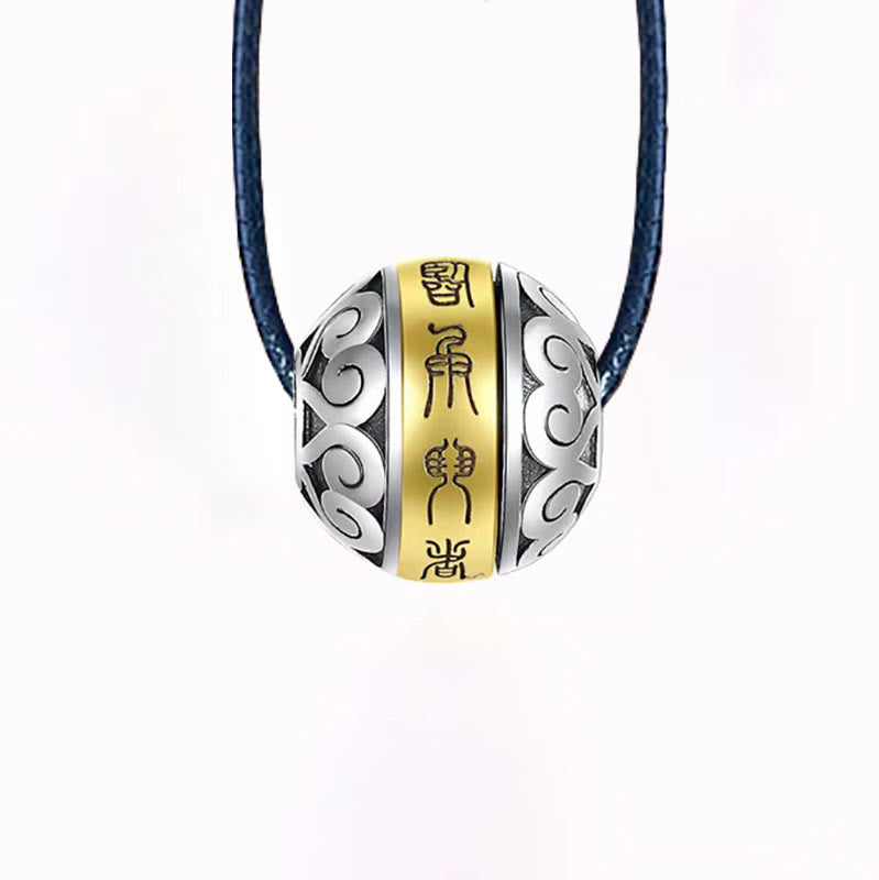 Fortune Jewel Taoist Nine-Character Mantra Engraved Amulet Balance Necklace Rotatable Pendant