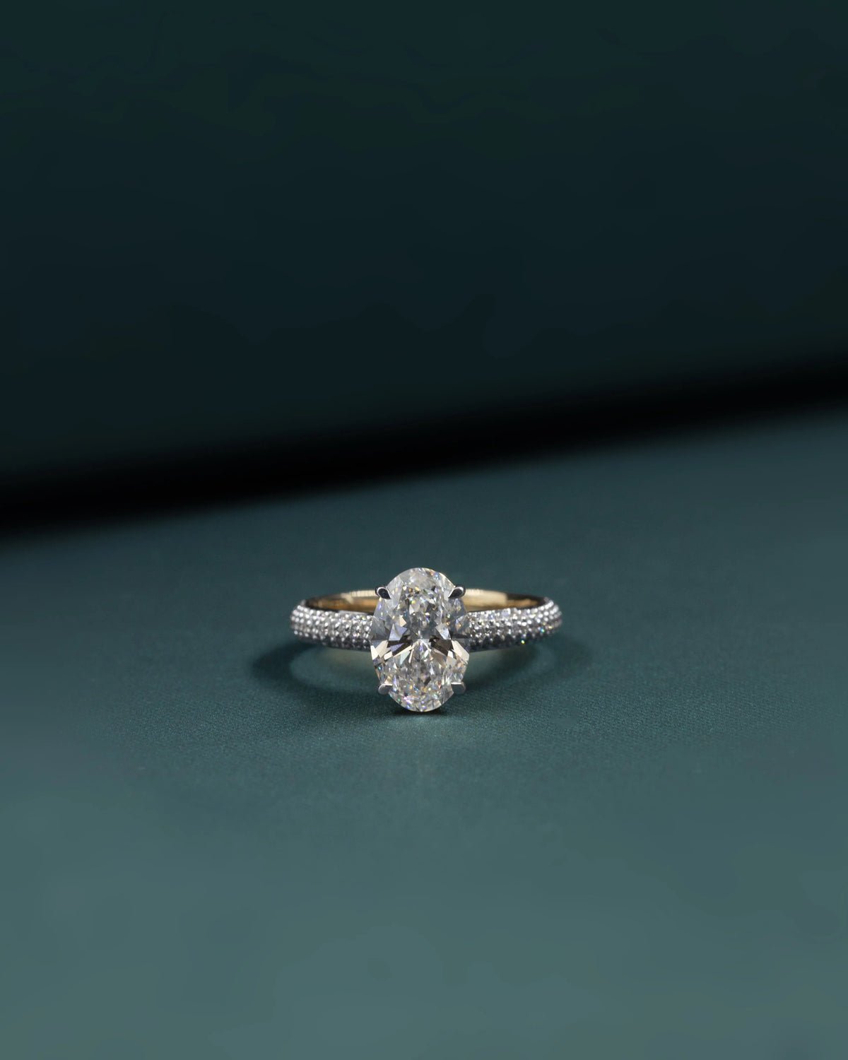 2.62 CTW Oval CVD Lab-Grown Diamond Pavé Solitaire Engagement Ring