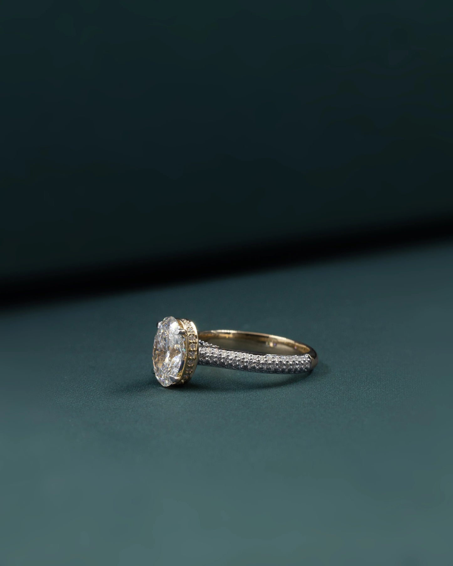 2.62 CTW Oval CVD Lab-Grown Diamond Pavé Solitaire Engagement Ring
