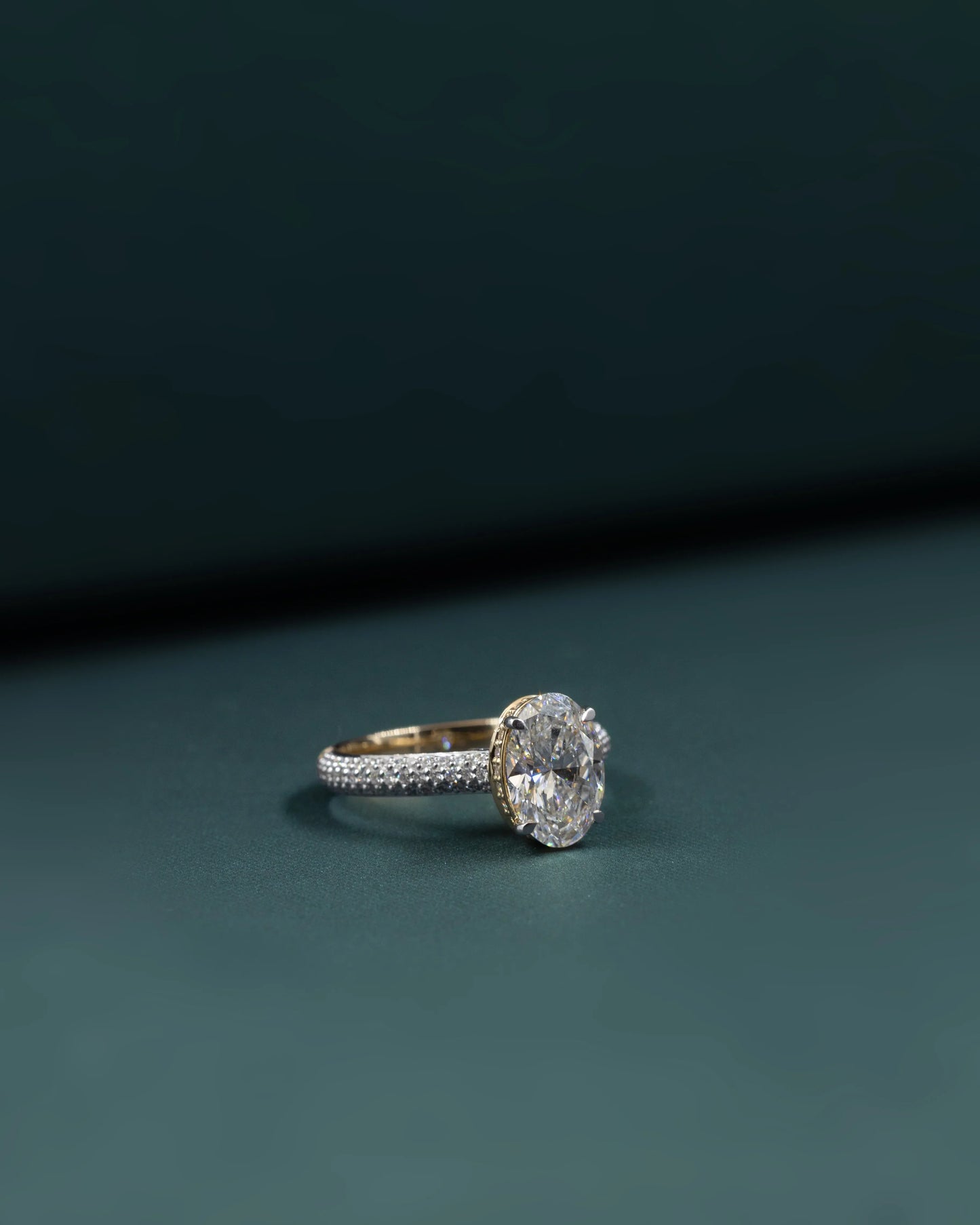 2.62 CTW Oval CVD Lab-Grown Diamond Pavé Solitaire Engagement Ring
