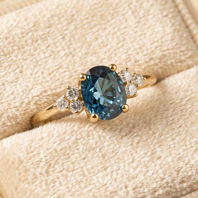Azure Serenity | Oval Cut Rare Blue Sapphire Solitaire Engagement Ring