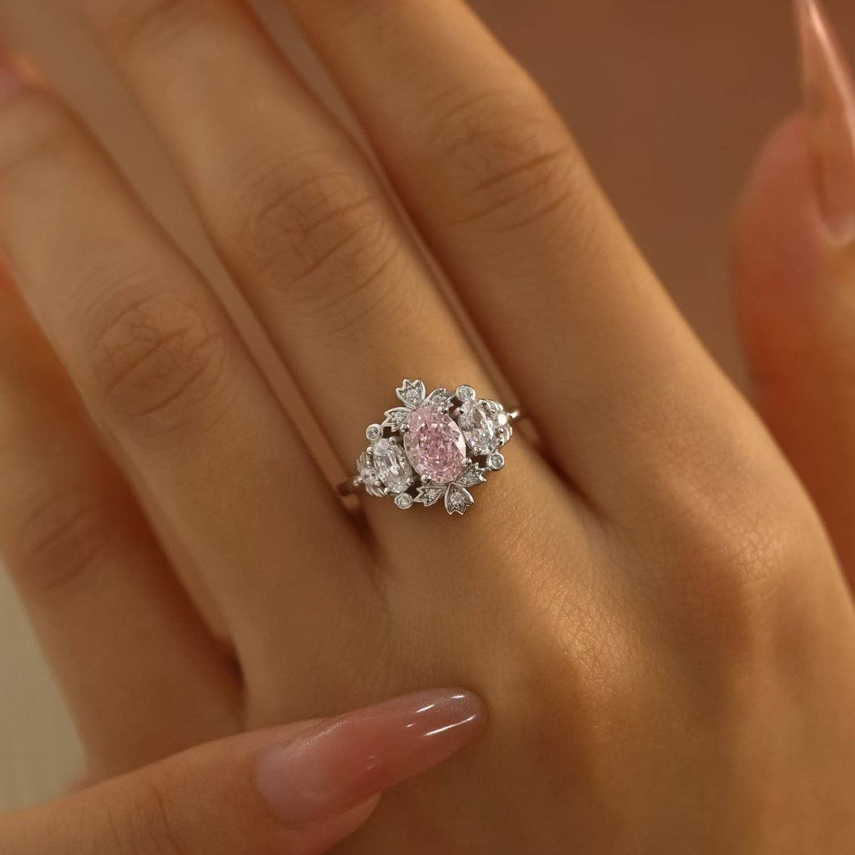 Lilyshade Morganite Ring: White Gold Vermeil  size P1/2