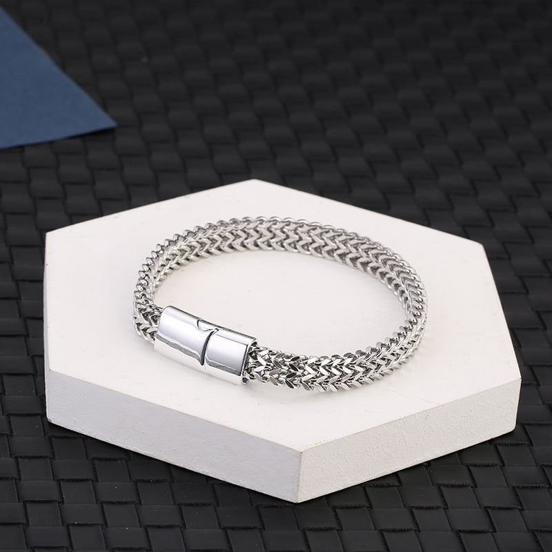 Fortune Jewel Fish Scale Magnetic Buckle Titanium Steel Balance Bracelet Bangle