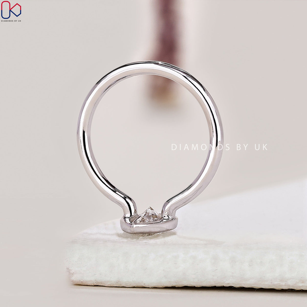 Bezel Setting Pear Cut Diamond Engagement Ring