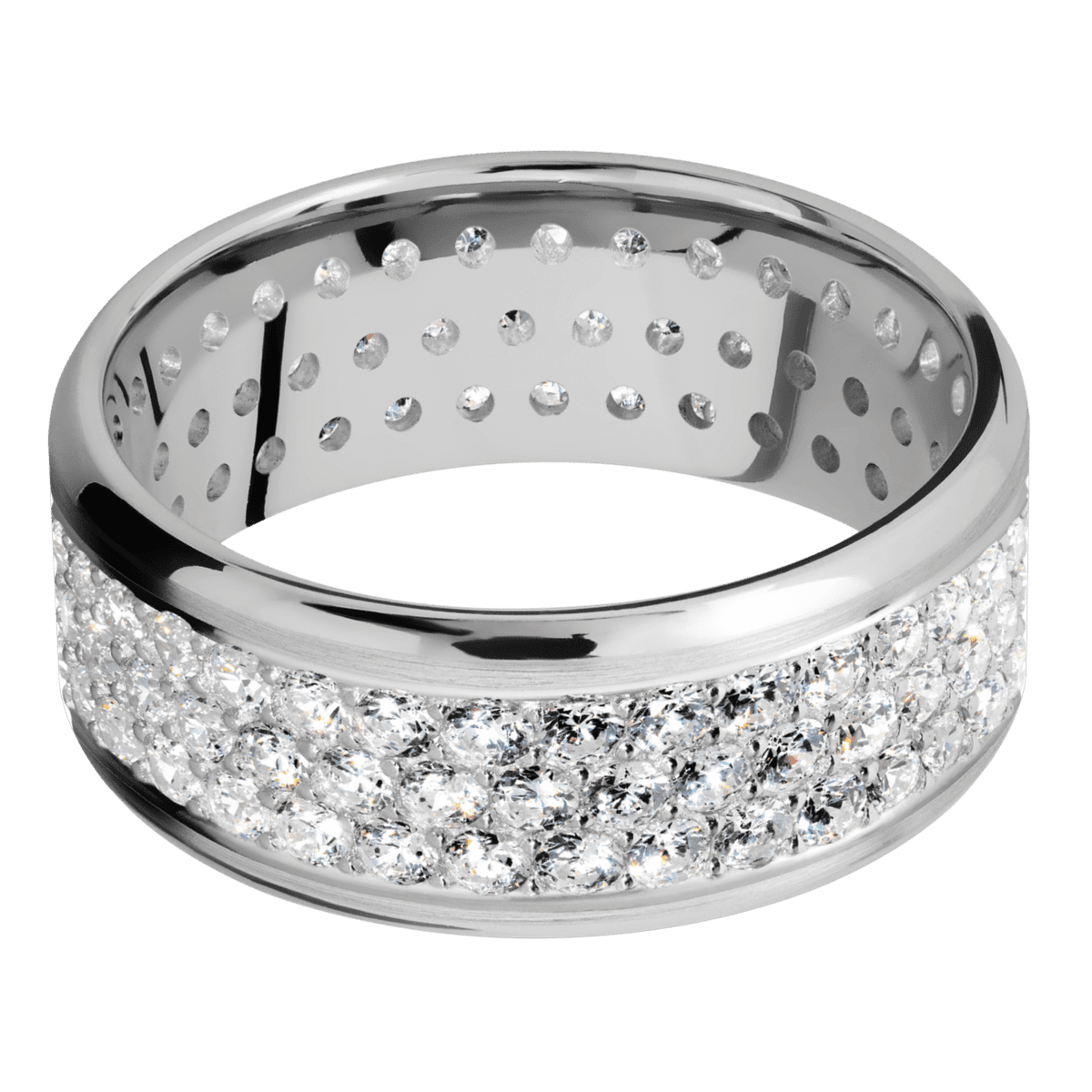 14K White Gold + Satin , Polish Finish